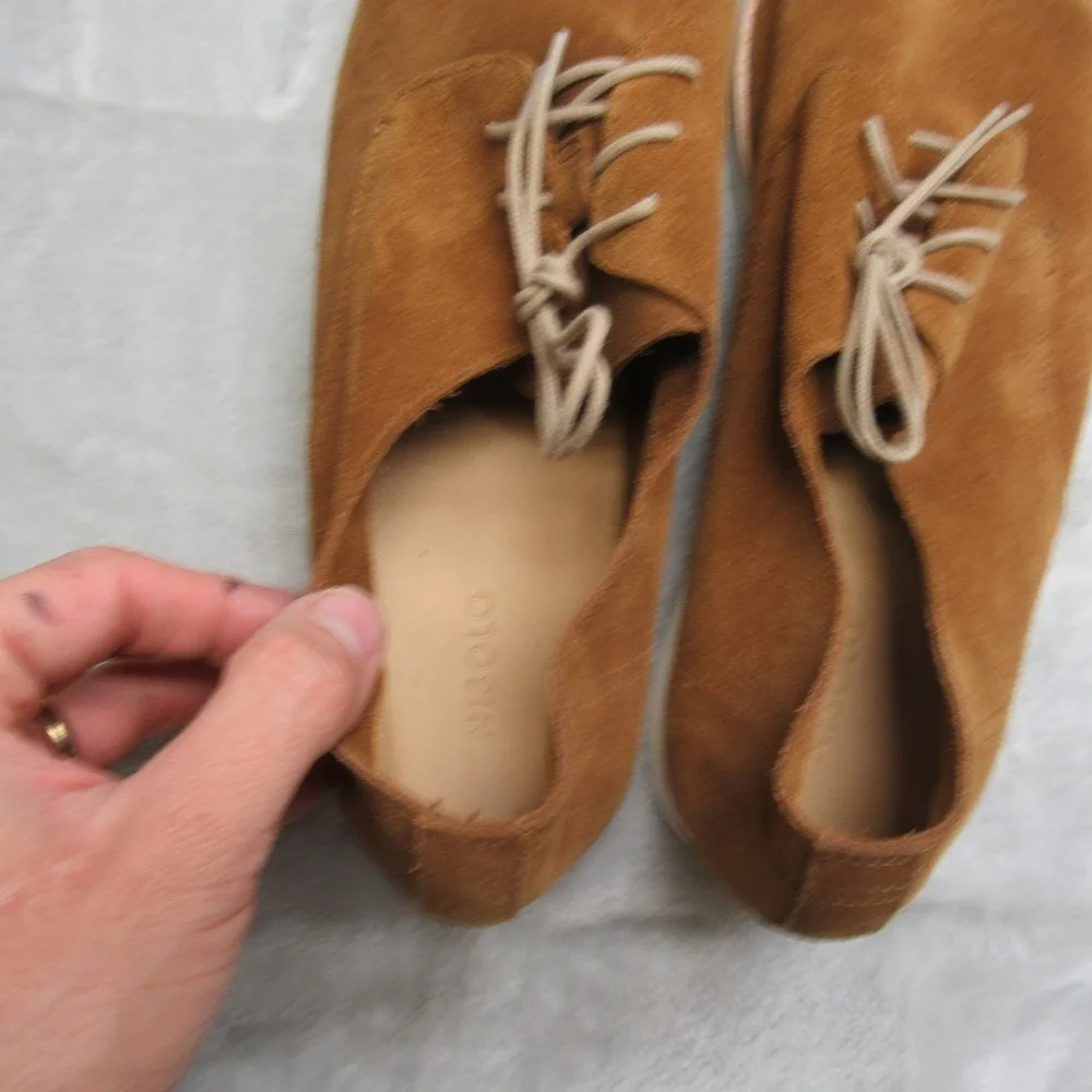 Shoes Nisolo Mens 11 Brown Suede Laced Casual Dress Leather Lightweight Flex NEW